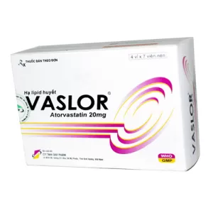 Thuốc điều trị mỡ máu Vaslor 20mg (4 vỉ x 7 viên/hộp)
