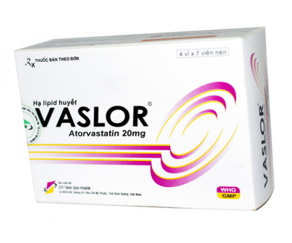 Thuốc điều trị mỡ máu Vaslor 20mg (4 vỉ x 7 viên/hộp)