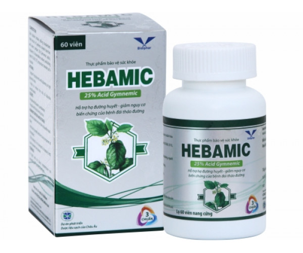 Viên uống hỗ trợ hạ đường huyết cho người bệnh đái tháo đường Hebamic (60 viên/hộp)