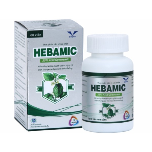 Viên uống hỗ trợ hạ đường huyết cho người bệnh đái tháo đường Hebamic (60 viên/hộp)