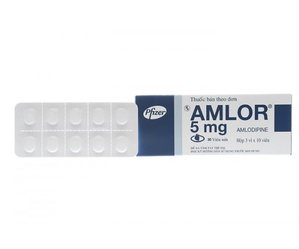Thuốc trị cao huyết áp Amlor 5mg viên nén (3 vỉ x 10 viên/hộp)