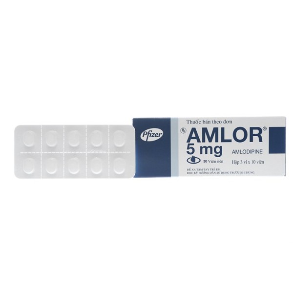 Thuốc trị cao huyết áp Amlor 5mg viên nén (3 vỉ x 10 viên/hộp)