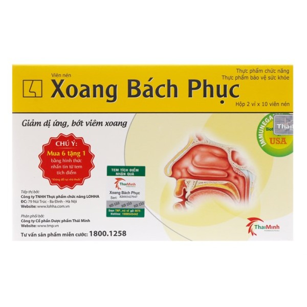 Viên uống hỗ trợ điều trị viêm xoang Xoang Bách Phục (2 vỉ x 10 viên/hộp)