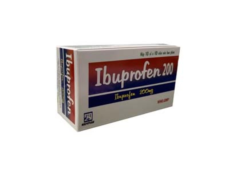 Thuốc giảm đau, kháng viêm Ibuprofen 200mg Nadyphar (10 vỉ x 10 viên/hộp)