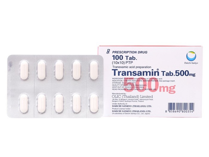Thuốc cầm máu Transamin 500mg (10 vỉ x 10 viên/hộp)
