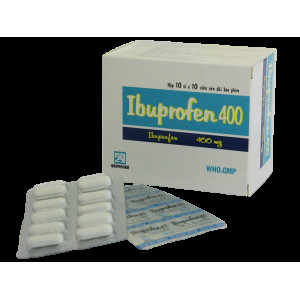 Thuốc giảm đau, kháng viêm Ibuprofen 400mg Nadyphar (10 vỉ x 10 viên/hộp)