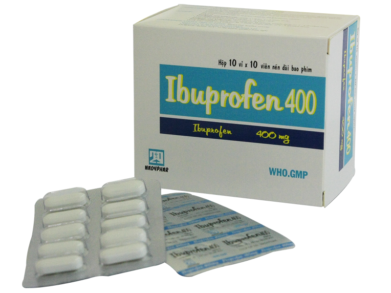 Thuốc giảm đau, kháng viêm Ibuprofen 400mg Nadyphar (10 vỉ x 10 viên/hộp)