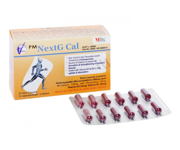 Thuốc bổ sung canxi PM NextG Cal (2 vỉ x 12 viên/hộp)