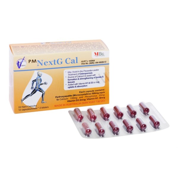 Thuốc bổ sung canxi PM NextG Cal (2 vỉ x 12 viên/hộp)