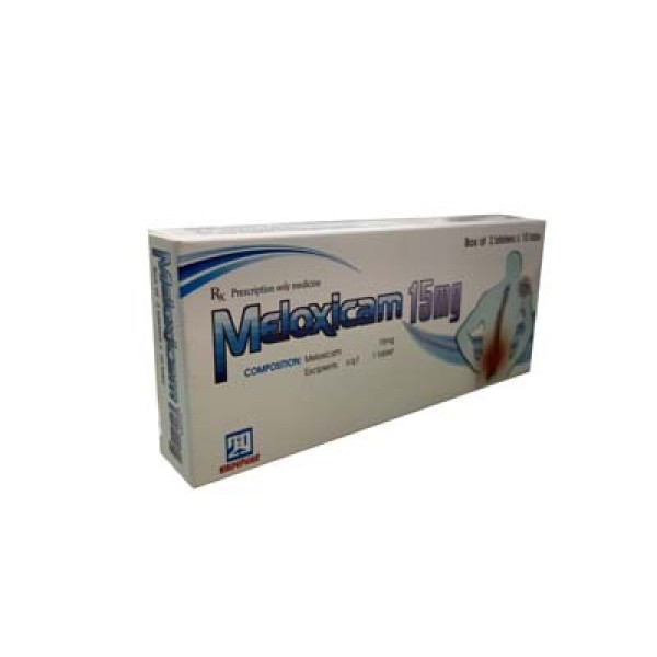 Thuốc giảm đau, kháng viêm Meloxicam 15mg Nadyphar (2 vỉ x 10 viên/hộp)