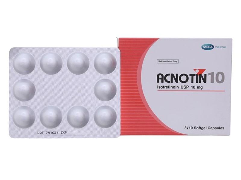 Thuốc trị mụn trứng cá nặng Acnotin 10mg (3 vỉ x 10 viên/hộp)