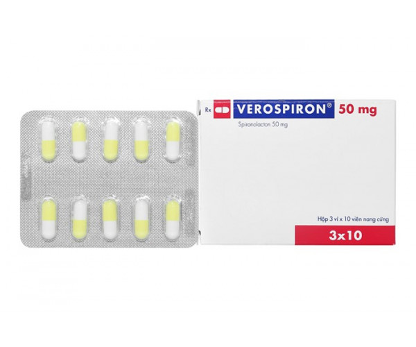 Thuốc lợi tiểu Verospiron 50mg (3 vỉ x 10 viên/hộp)