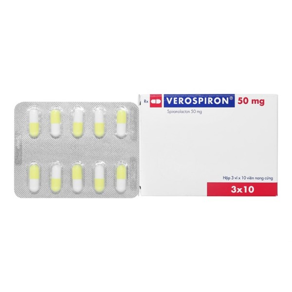 Thuốc lợi tiểu Verospiron 50mg (3 vỉ x 10 viên/hộp)