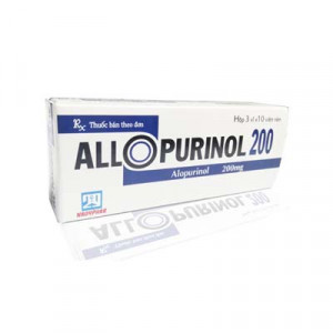 Thuốc trị gout Allopurinol 200mg Nadyphar (3 vỉ x 10 viên/hộp)