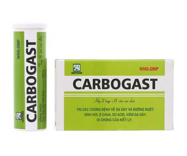 Thuốc điều trị đầy hơi, ợ chua Carbogast (2 tube x 15 viên/hộp)