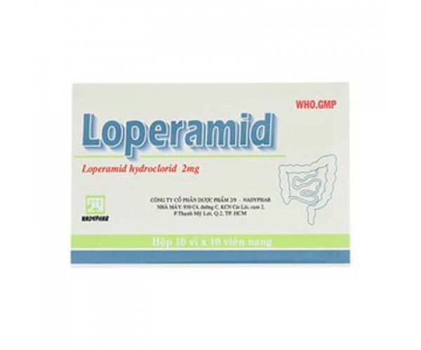 Thuốc điều trị tiêu chảy Loperamid 2mg Nadyphar (10 vỉ x 10 viên/hộp)