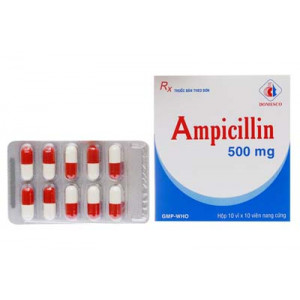 Ampicillin 500mg Domesco (10 vỉ x 10 viên/hộp)