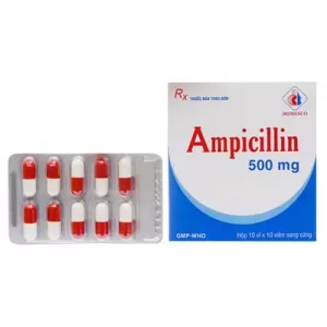 Ampicillin 500mg DMC (10 vỉ x 10 viên/hộp)