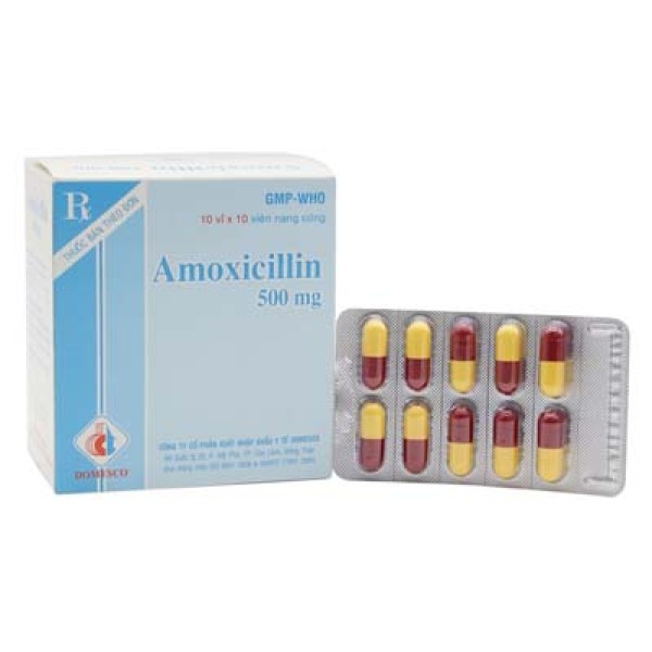 Thuốc kháng sinh Amoxicilin 500mg DMC (10 vỉ x 10 viên/hộp)
