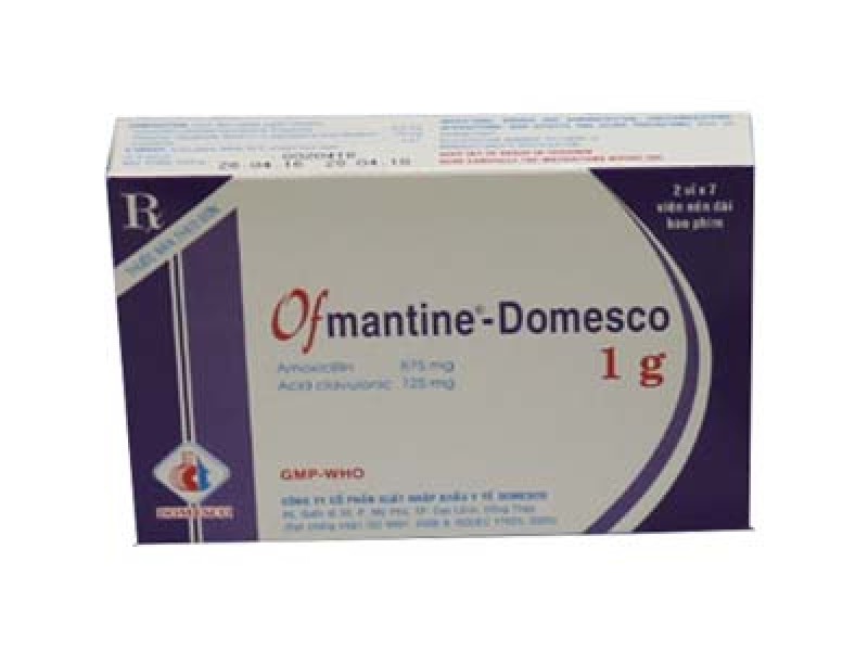 Thuốc kháng sinh Ofmantine 1g DMC (2 vỉ x 7 viên/hộp)