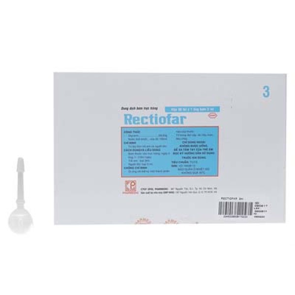 Dung dịch bơm trực tràng trị táo bón ở trẻ em Rectiofar 3ml (50 ống/hộp)