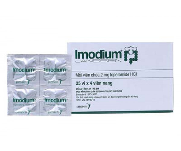 Thuốc trị tiêu chảy Imodium 2mg (25 vỉ x 4 viên/hộp)