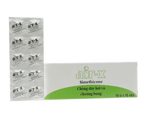 Thuốc trị đầy hơi, khó tiêu Air-X 80mg hương bạc hà (10 vỉ x 10 viên/hộp)