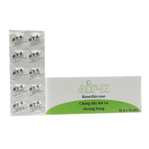 Thuốc trị đầy hơi, khó tiêu Air-X 80mg hương bạc hà (10 vỉ x 10 viên/hộp)