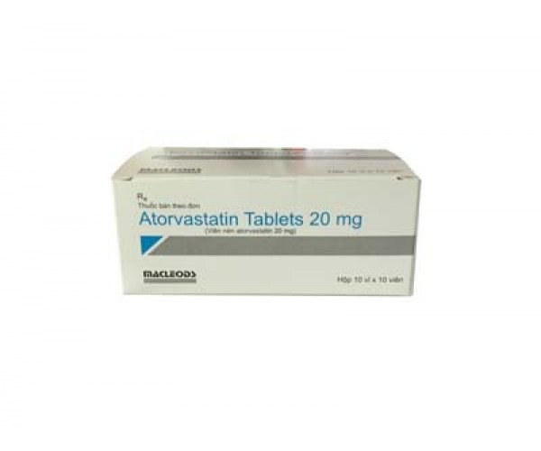Thuốc điều trị mỡ máu Atorvastatin 20mg Macleods (10 vỉ x 10 viên/hộp)