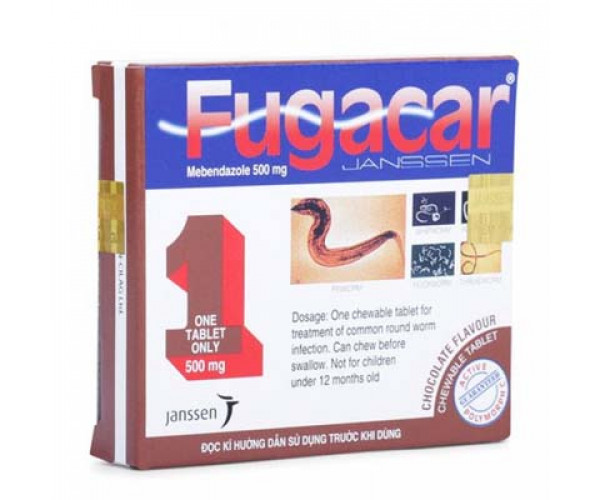 Thuốc điều trị nhiễm giun Fugacar vị Chocolate 500mg