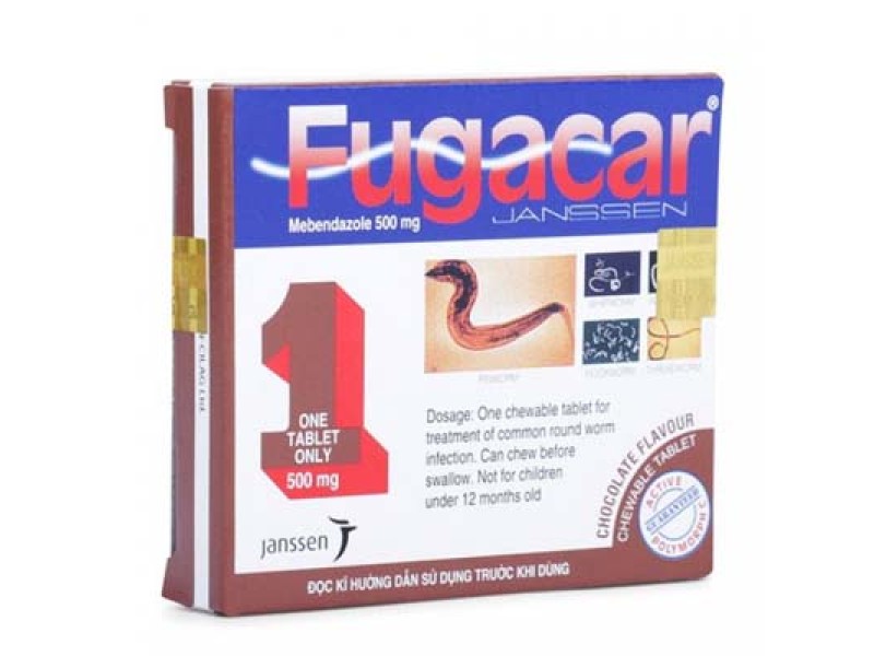 Thuốc điều trị nhiễm giun Fugacar vị Chocolate 500mg