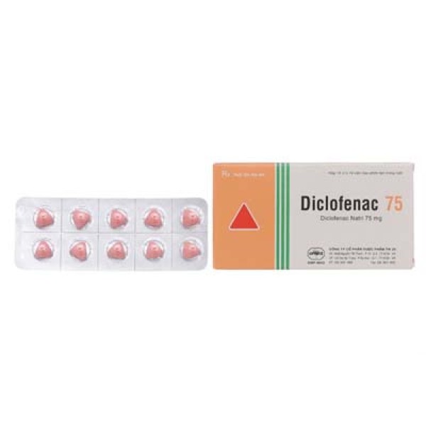 Thuốc giảm đau, kháng viêm Diclofenac 75mg Uphace (10 vỉ x 10 viên/hộp)