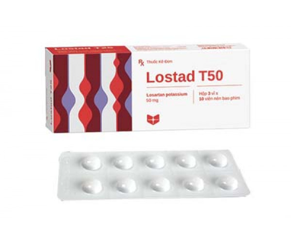 Thuốc điều trị cao huyết áp, suy tim Lostad T50 (3 vỉ x 10 viên/hộp)