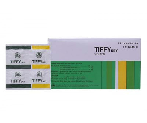 Thuốc trị cảm cúm Tiffy Dey (25 vỉ x 4 viên/hộp)