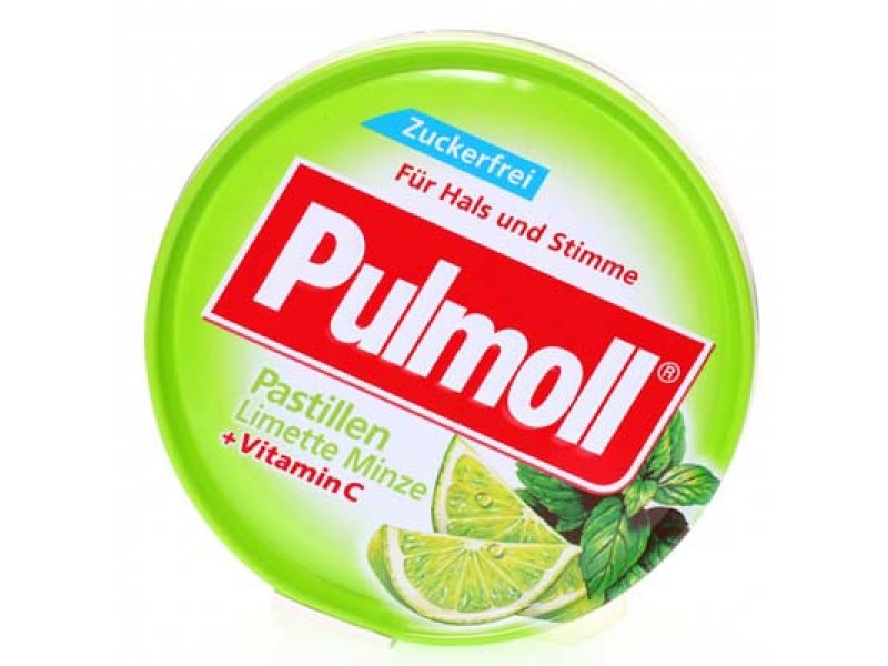 Kẹo ngậm ho Pulmoll Pastillen Limette Minze + Vitamin C (50g/hộp)