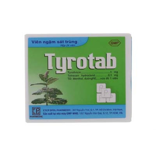 Viên ngậm sát trùng các bệnh ở họng và miệng Tyrotab (24 viên/hộp)
