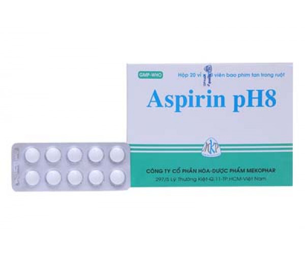 Thuốc giảm đau, kháng viêm Aspirin pH8 500mg MKP (20 vỉ x 10 viên/hộp)