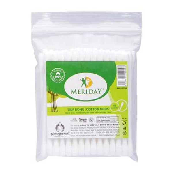 Tăm bông người lớn Meriday Bạch Tuyết (40 que/gói)