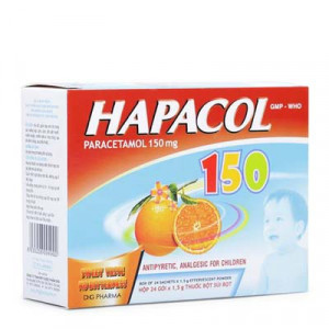 Thuốc giảm đau, hạ sốt hương cam cho trẻ Hapacol 150mg (24 gói/hộp)