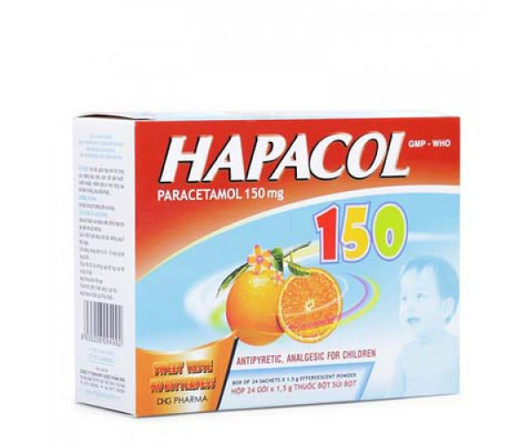 Thuốc giảm đau, hạ sốt hương cam cho trẻ Hapacol 150mg (24 gói/hộp)