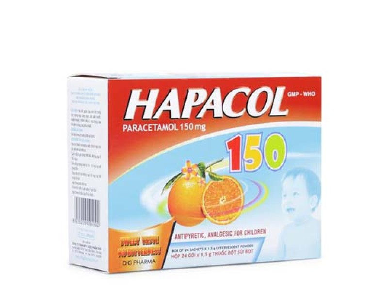 Thuốc giảm đau, hạ sốt hương cam cho trẻ Hapacol 150mg (24 gói/hộp)