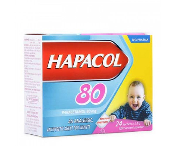 Thuốc giảm đau, hạ sốt cho trẻ Hapacol 80mg (24 gói/hộp)