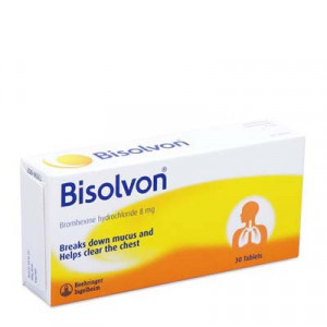 Thuốc điều trị loãng đờm, tiêu chất nhầy các bệnh phế quản phổi cấp và mãn tính Bisolvon (3 vỉ x 10 viên/hộp)