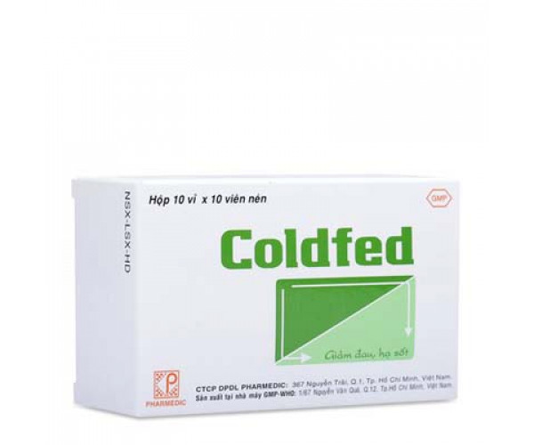 Thuốc giảm đau, hạ sốt Coldfed (10 vỉ x 10 viên/hộp)