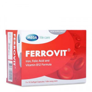 Thuốc điều trị bệnh thiếu máu do thiếu sắt Ferrovit (5 vỉ x 10 viên/hộp)