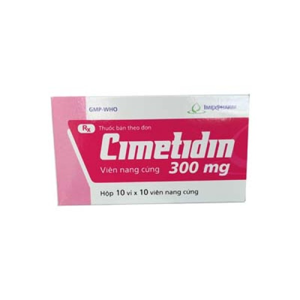 Thuốc điều trị viêm loét dạ dày tá tràng Cimetidine 300mg Imexpharm (10 vỉ  x 10 viên/hộp)