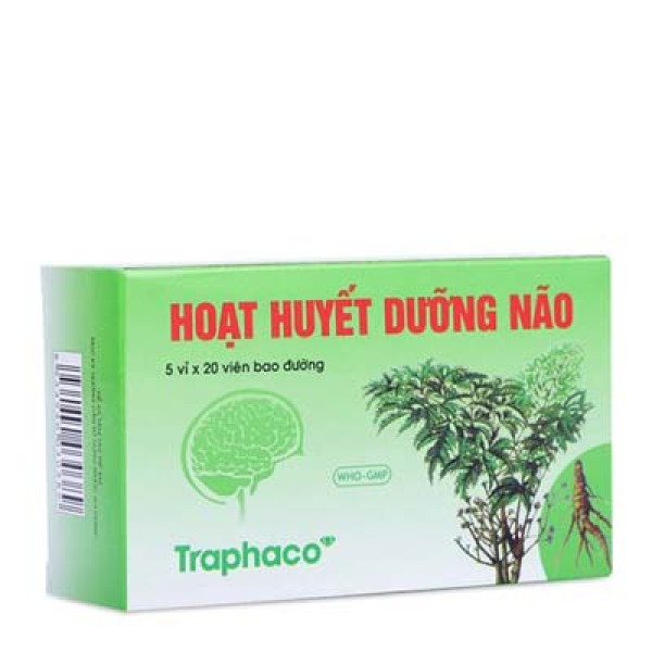 Hoạt Huyết Dưỡng Não Traphaco (5 vỉ x 20 viên bao đường/hộp)