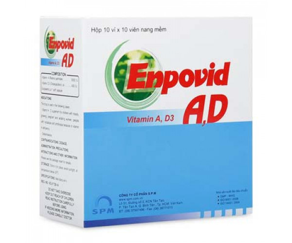 Thuốc bổ sung Vitamin A-D, phòng bệnh nhuyễn xương Enpovid A,D (10 vỉ x 10 viên/hộp)