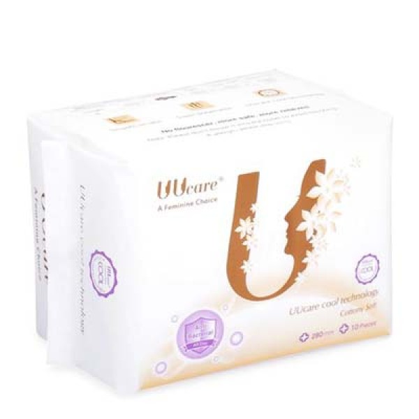 Băng vệ sinh kháng khuẩn ban đêm UUcare Cool Tech 280mm (10 miếng/gói)