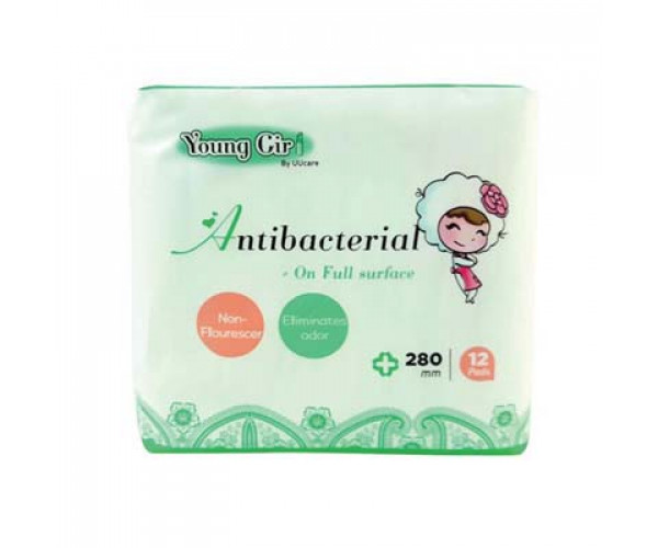 Băng vệ sinh kháng khuẩn ngày và đêm UUcare Young Girl Antibacterial 280mm (12 miếng/gói) 